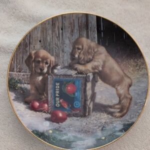 Jim Lamb Cocker Spaniels Double Take Gold Rim Vintage 1987
